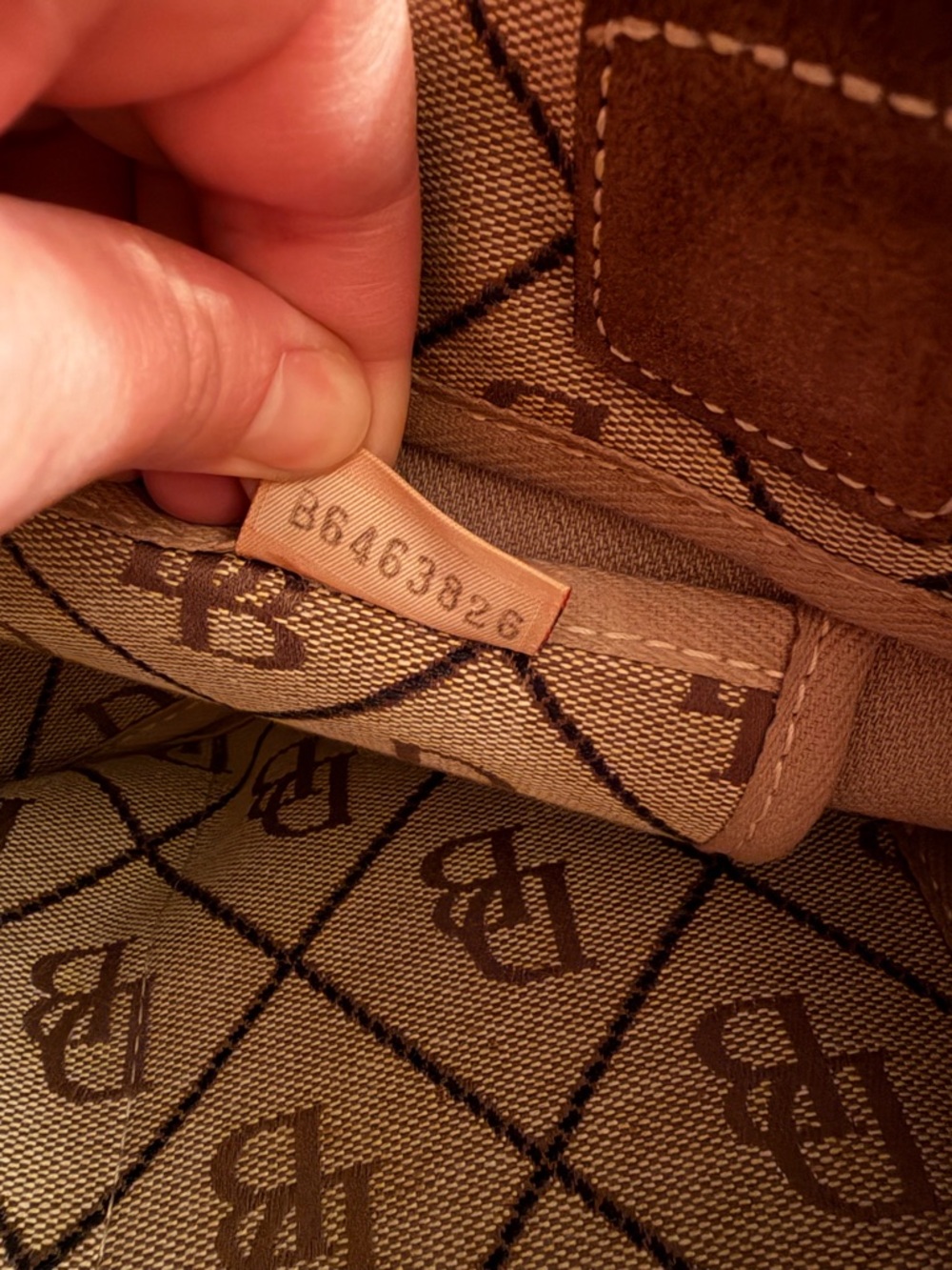 Dooney & Bourke DB Monogram Canvas Satchel Brown Leather Trim Shoulder Bag - Picture 6 of 11